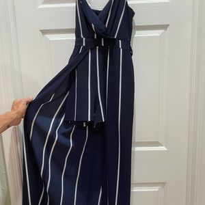 Blue striped high low romper size 3